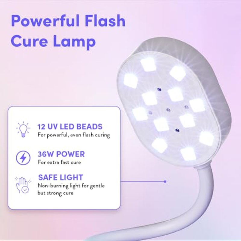 ?clat Flash Cure Lamp for Gel Nail Polish 36W Rechargeable LED Mini UV Light, Cordless Nail Dryer with 4 Timers & Auto Sensor, Portable Fast Curing Gooseneck Lamp for Home DIY Manicure & Pedicure