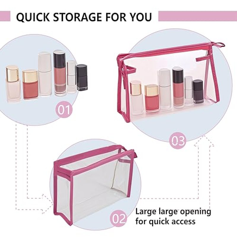 24 Pcs Portable Clear Makeup Bags with Handle, Transparent Waterproof Toiletry Bag, Travel PVC Cosmetic Bags Pouch, Pencil Cases, Stationary Organizer