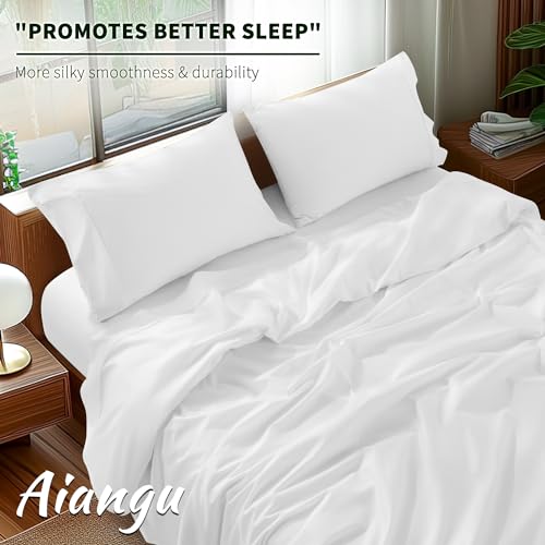 Egyptian Cotton Bed Sheet Set 4 Piece Luxury 1000 Thread Count King White