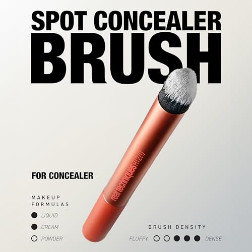 Real Techniques Spot Concealer Brush, Precision Makeup Brush for Targeted Coverage of Blemishes, Redness & Detail Areas, For Liquid & Cream Concealer, UltraPlush Bristles, Cruelty-Free, 1 Count