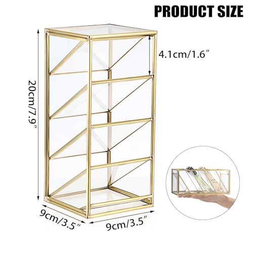 ELLDOO 4 Compartment Vintage Glass Perfume Organizer - Clear Display Case
