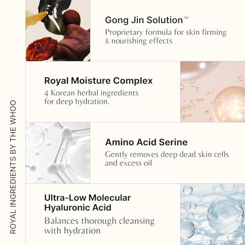THE WHOO Gong Jin Hyang Clarifying Cleansing Foam | Hydrating & Gentle Face Wash | Deep Pore Cleanser with Amino Acids | Korean Luxury Skincare
