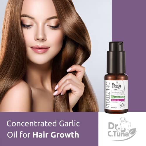 FARMASi Dr. C. Tuna Vitalizing Garlic Oil, Hair Growth Oil for Thicker Longer Fuller Healthier Hair, Prevent Hair Loss & Thinning, All Natural Vitamin Rich Treatment, All Hairy Types, 1 fl.oz (30 ml)