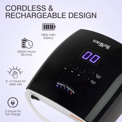 Cordless UV LED Nail Lamp 66W Rechargeable Gel Curing Light - Black