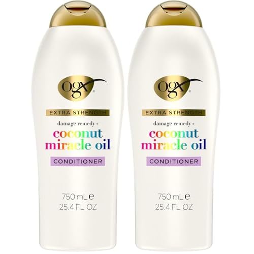 OGX Extra Strength Damage Remedy + Coconut Miracle Oil Conditioner for Dry,Frizzy or Coarse Hair,Hydrating & Flyaway Taming Conditioner,Paraben-Free,Sulfate-Free Surfactants,25.4 Fl Oz,(Pack of 2)