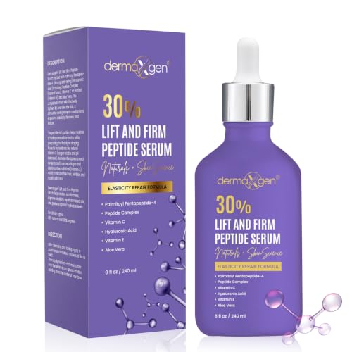 DERMAXGEN 8 Fl Oz Peptide Face Serum with Vitamin C & Hyaluronic Acid – Anti-Aging, Firming & Rejuvenating
