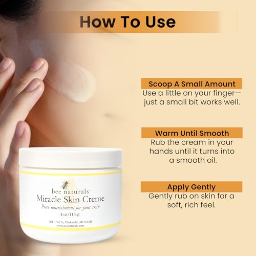 Bee Naturals Miracle Skin Creme - All-Natural Hydrating Cream for Full body - Pure Nourishment with Olive Oil, Beeswax & Coconut Oil - Loved globally for Versatility & Trusted by Generations (4 oz)