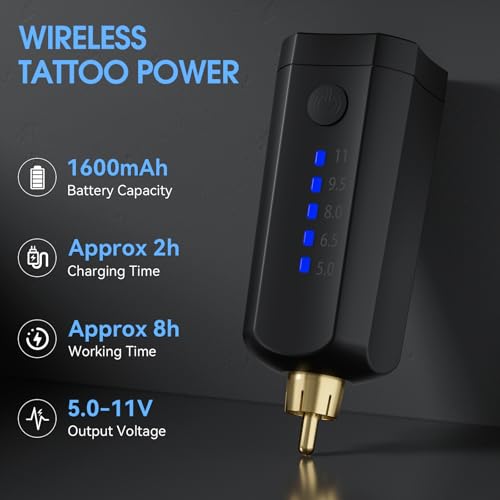 Wireless Tattoo Gun Set Rotary Pen with 1600mAh Battery for Beginners & Professionals