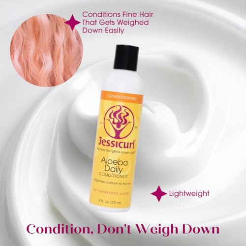 Jessicurl Aloeba Daily Conditioner Island Fantasy 8 Fl oz - Vegan, Sulfate-Free Hair Detangler for Fine Curly Hair (Pack of 1)