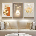 Cuspin 16x24 Inch Modern Gold Wall Art Set - 3 Pieces, Framed Luxury Decor