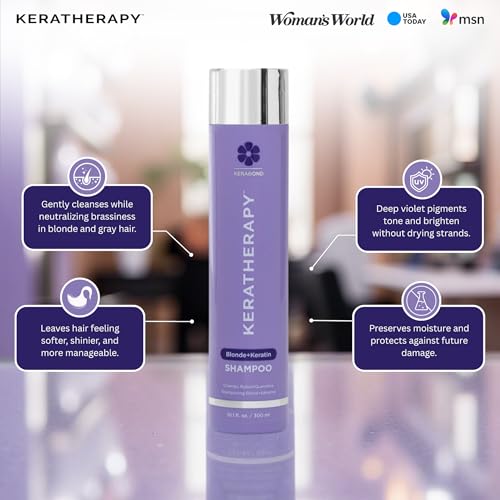 KERATHERAPY Keratin Infused Totally Blonde Violet Toning Shampoo, 10.1 fl. oz., 300 ml - Violet Shampoo for Blonde Color Treated Hair, Brassy, Silver, & Highlighted - Sulfate & Paraben Free