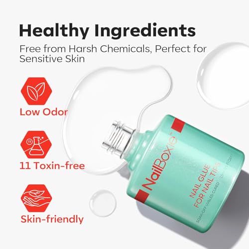 modelones Nail Glue for Press Ons, Clear Tips, Acrylic Nails, Need U V Light Cured, 15ML