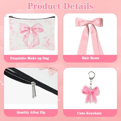 Pink Bow Gift Set with Makeup Bag, Cup, Notebook & Accessories, 10 Pieces