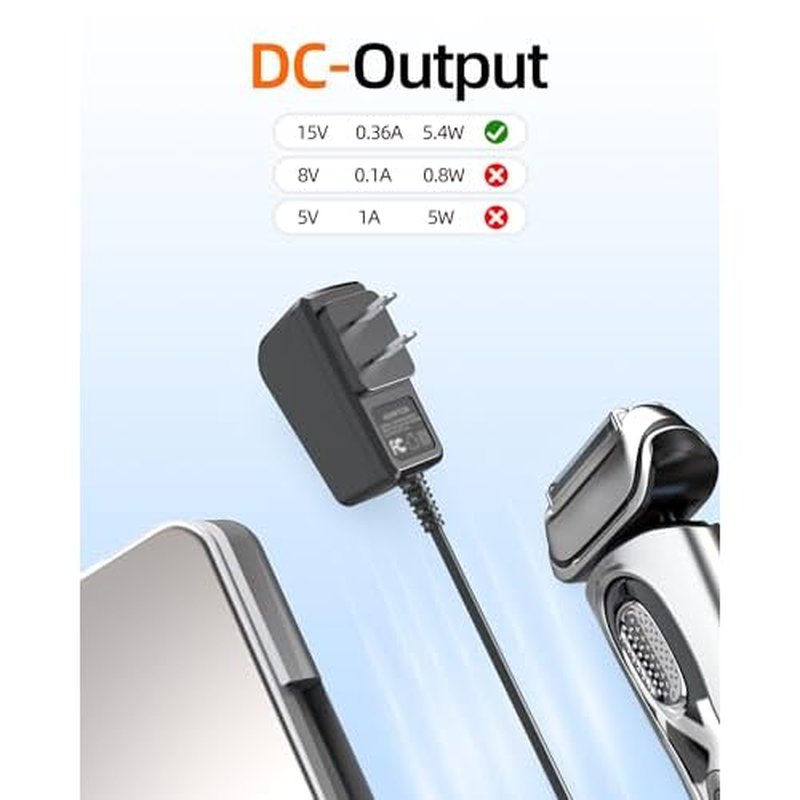 15V Power Cord Fit for Philips Norelco HQ8505 Series 3000 4000 5000 7000 9000 Shaver Charger Supply AC Adapter