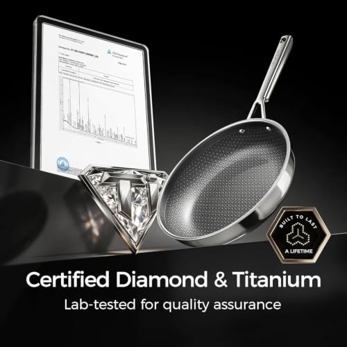Nonstick Diamond-Titan Hybrid Ceramic Frying Pans Set - 8, 9.5 & 11 Inch with Stay-Cool Handles