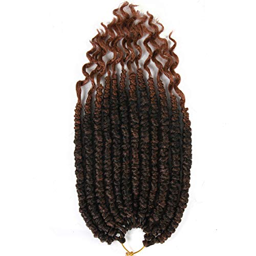 12 Inch Senegalese Twist Crochet Hair Extensions - Spring Curl End, Black Mix Brown (1B/30#), 8 Pack