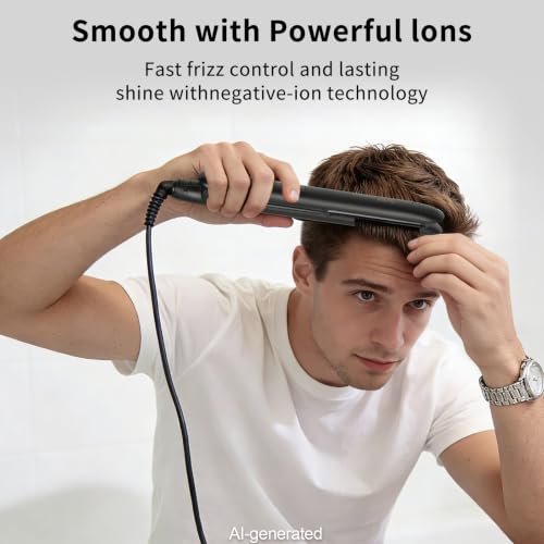 Dual Voltage Titanium Ceramic Hair Straightener with 5 Heat Settings