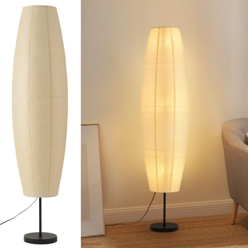Off-White Paper Floor Lamp with 3 Lights - Black & White Variation