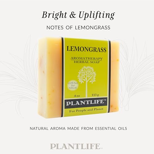 Plantlife Lemongrass 6-pack Bar Soap - Moisturizing and Soothing Soap for Your Skin - Hand Crafted Using Plant-Based Ingredients - Made in California 4oz Bar