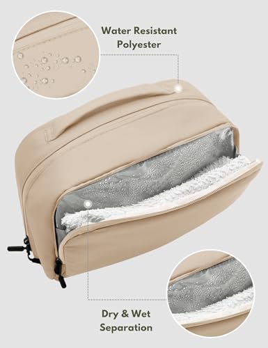 Large Khaki Travel Toiletry Bag for Men Women Water-Resistant Hanging Organizer