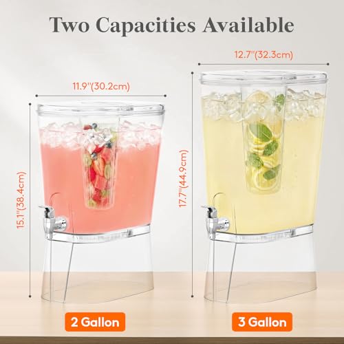 Lifewit 2 Gallon Drink Dispenser with Leak-Proof Spigot & Fruit Infuser - 2 Pcs
