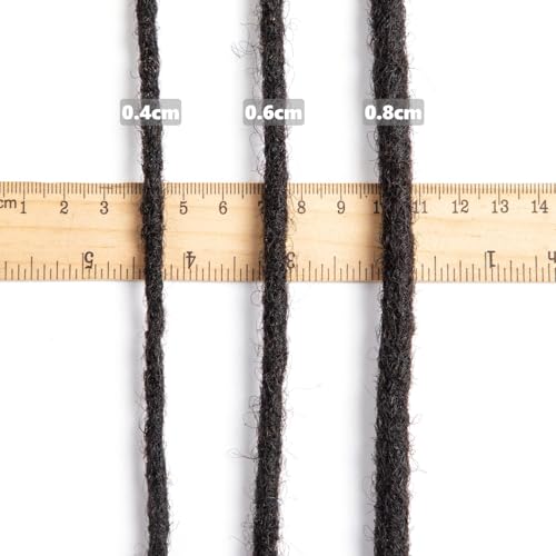 Human Hair Dreadlock Extensions - 8 Inch 0.8cm Thickness, 10 Strands - Natural, Reusable, DIY