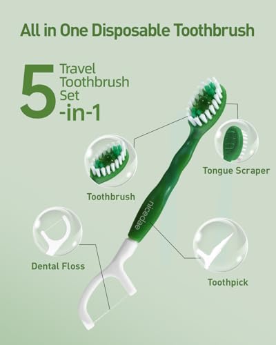 Disposable Mini Travel Toothbrush with Pre-Pasted Toothpaste - Green, 60 Count