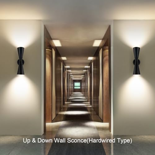 Black Wall Sconces Set of 2, 13 Inch Modern Bathroom Wall Light Fixtures