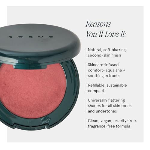 SOSHE Speakeasy Dusty Mauve Blurring Pillow Blush - Creamy Texture, Squalane & Cucumber Seed