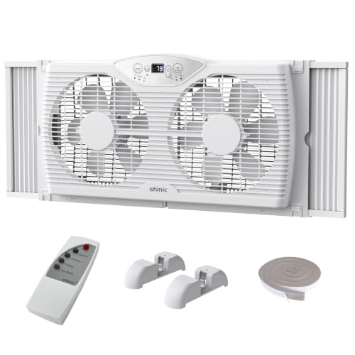 Shinic 9-Inch Window Fan with Thermostat & Reversible Airflow, LED Display