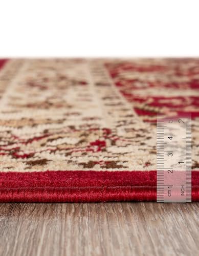 5'3 x 8' Burgundy and Cream Area Rug - Sialk Hill Collection, Unique Loom