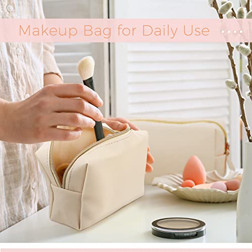 Dunzy Medium Beige Waterproof PU Leather Cosmetic Bag - 8 Pack