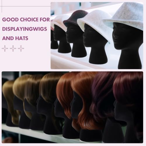 6 Pcs 11 Inch Black Foam Mannequin Heads for Wigs Display & Styling with Pins - Variation of THIS listing