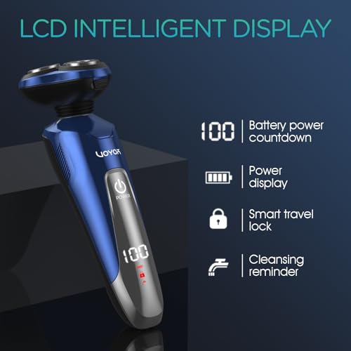 VOYOR Electric Razor for Men Cordless Shavers for Shaving with face sideburn Nose Ear Hair ?Rechargeable Wet Dry Waterproof TX410 New (New Version-Blue)