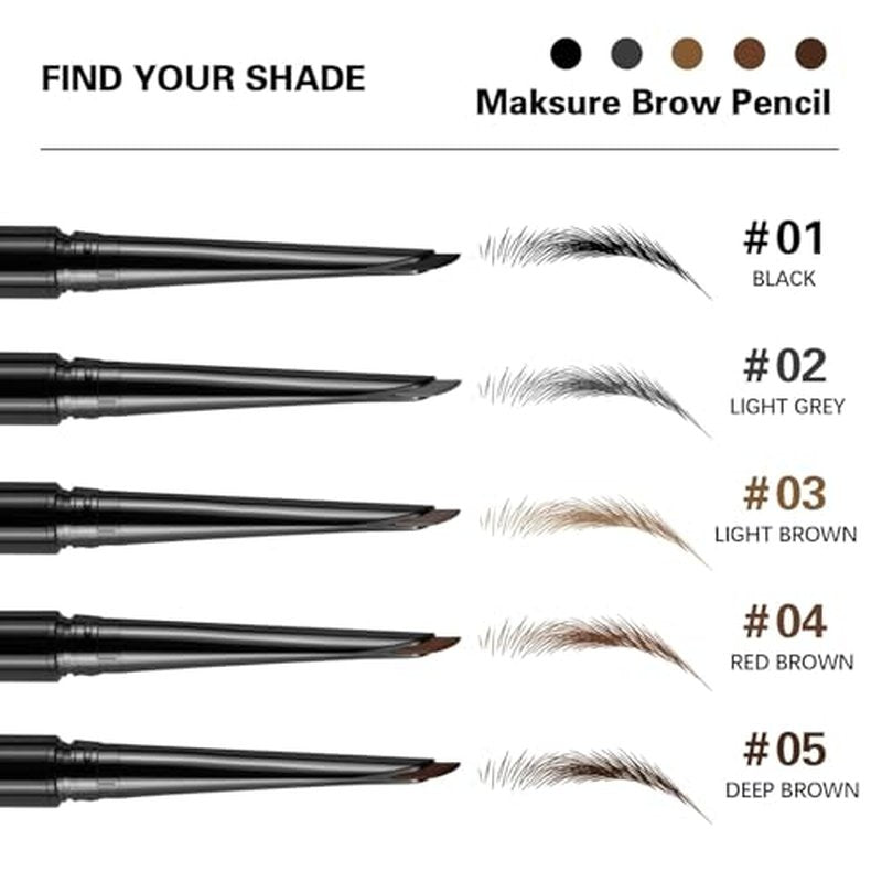 Microblading Eyebrow Pencil,Eyebrow Retractable Definer Pencil,Angled Precision Tip,0.1MM Ultra Slim Eyebrow Makeup,Long-Lasting Waterproof,Smudgeproof (05 DEEP BROWN, 2 Pack)