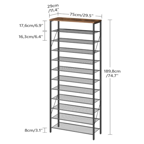 12-Tier Shoe Rack Organizer Holds 44-48 Pairs Adjustable Storage