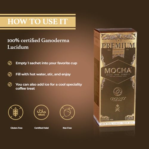 ORGANO Gourmet Cafe Mocha Pack of 2 - 30 Sachets Rich Instant Coffee with Cocoa & Ganoderma
