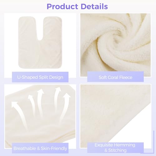 White U-Shaped Coral Fleece Facial Towels - Salon SPA Cleansing Cloths, Pack of 12