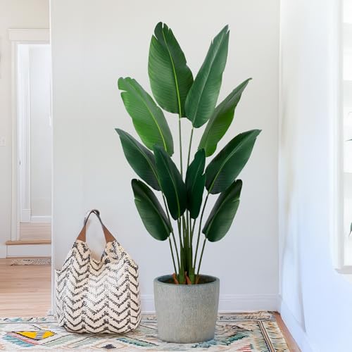 5 Ft Tall Artificial Bird of Paradise Plant - Faux Banana Leaf Tree for Indoor Outdoor Decor