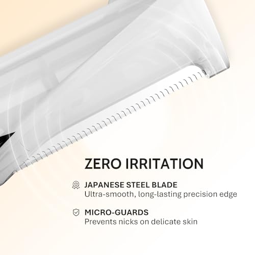 BEOVEA Sonic Dermaplaning Tool for Face - White, 3-Speed Vibration, 6 Replaceable Stainless Blades
