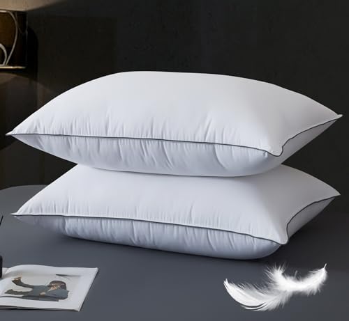 White Goose Down Pillows Set of 2 - King Size 20x36 Bed Pillows