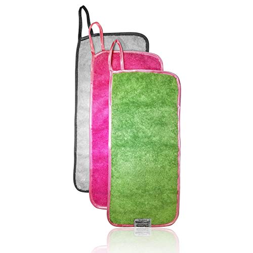Nano Makeup Remover Cloth 3-Pack - Multi Color Reusable Facial Cleansing Towels Grey Pink Green