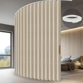 Jilron Accordion Room Divider with Ceiling Track, 100"W x 96"L, Beige, Easy Setup