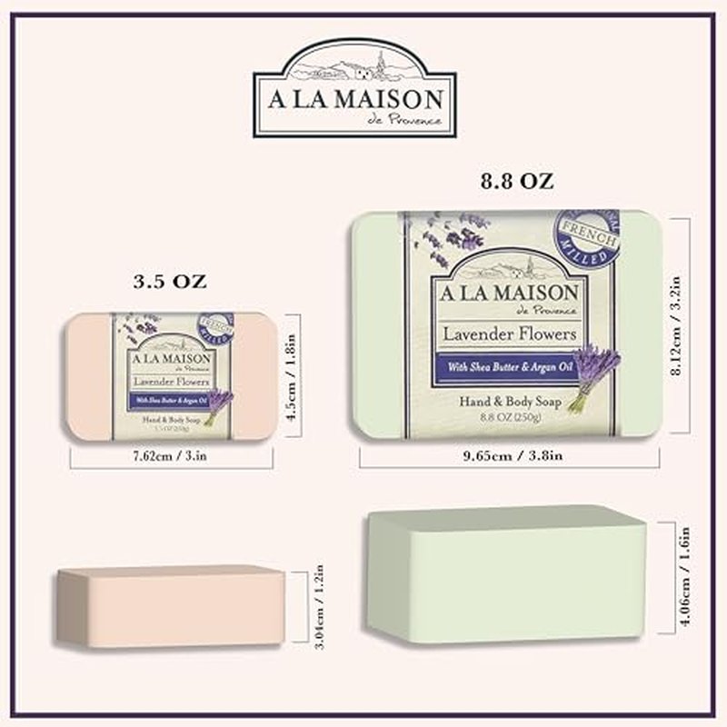 A LA MAISON Triple French Milled Bar Soap, 8.8 Ounces - Natural Moisturizing Hand Soap Bar (3 Bar of Soap, 8.8 Ounces, Sweet Almond)