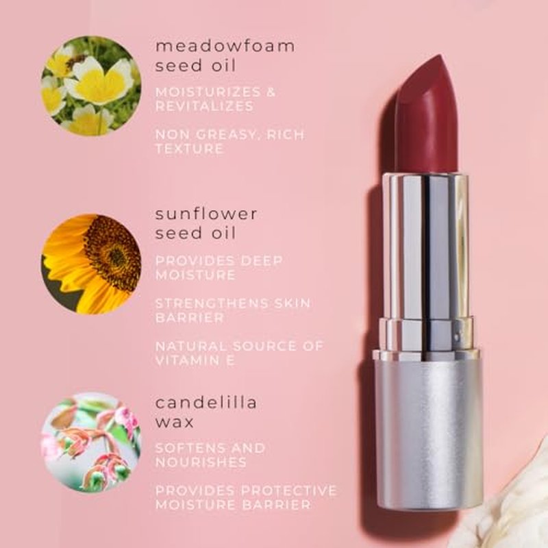 Honeybee Gardens Truly Natural Long Lasting Lipstick, San Francisco, Pink and Peach With Rose, Naturally Hydrating & Nourishing, Vegan, Gluten-Free & Cruelty-Free, 0.11 oz / 3 g