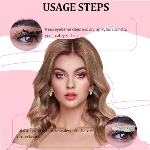 Lash Bond and Seal Kit 2Pcs DIY Lash Extension Waterproof Lashe Cluster Glue 72h Hold Portable Individual Lash Glue for Eyelash Extensions Beginners Black Bond&Clear Seal(5ml+5ml£©