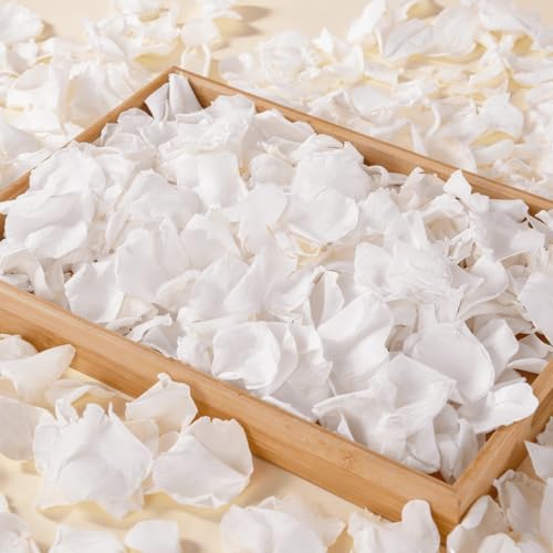 Koceko White Dried Rose Petals 8.47oz (240g) - Real Preserved Wedding & Party Decor