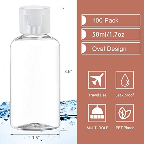 Clear Travel Bottles 100 Pcs 1.7 oz Refillable Flip Caps for Toiletries - Variation: Clear