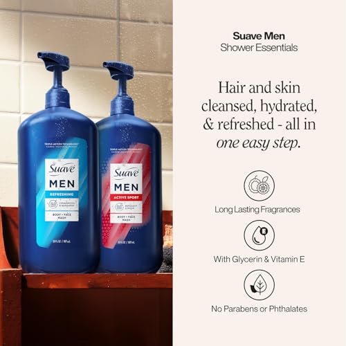 Men's Body Wash Bundle - Energizing & Refreshing 30oz Each - Suave