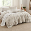Oversized King Comforter Set - Beige Boho 4-Piece All-Season Bedding with Elegant Design - Bedsure Variation 01